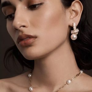 Gemelli Pearl & Rhinestone Twist Earrings from Anthropology